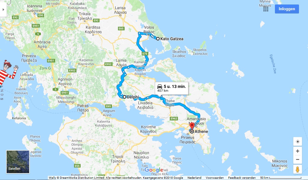 Route naar Athene